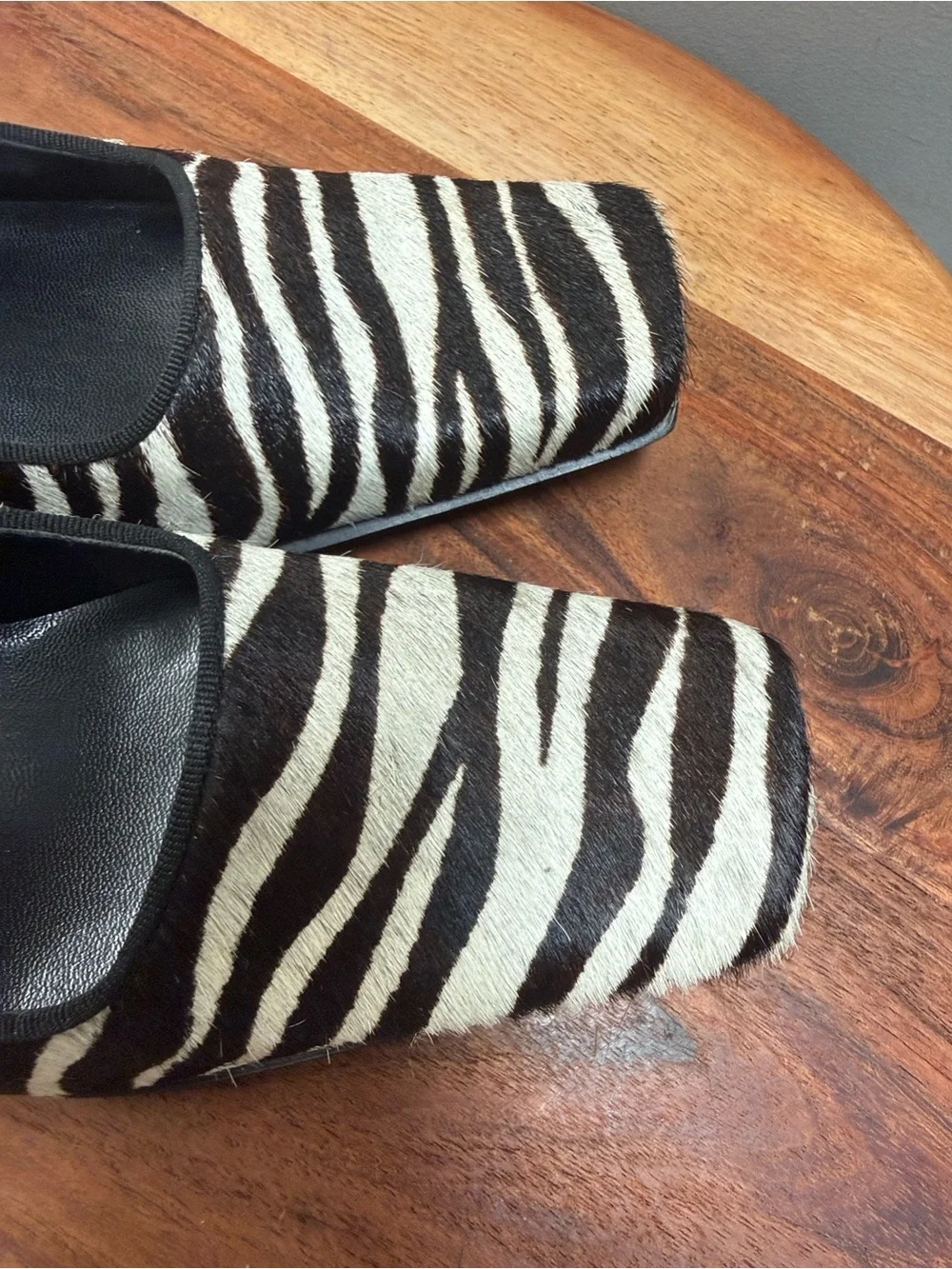 Enzo Angiolini Zebra Print Pumps in Black and Cream